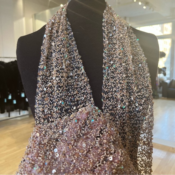 Jean Cristan Taupe Hand Beaded Scarf - Picture 5 of 5